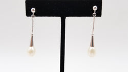 FRESHWATER CULTURE PEARLS STERLING SILVER PUSH BACK DANGLE EARRINGS