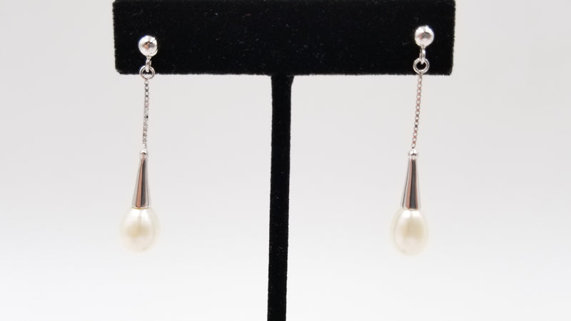 FRESHWATER CULTURE PEARLS STERLING SILVER PUSH BACK DANGLE EARRINGS