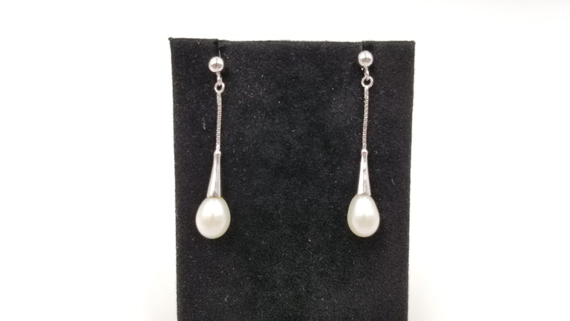 FRESHWATER CULTURE PEARLS STERLING SILVER PUSH BACK DANGLE EARRINGS