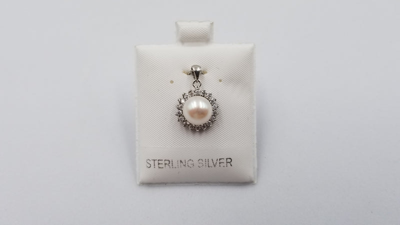 FRESHWATER CULTURE PEARLS CLASSIC WITH CZ IN STERLING SILVER PENDANT