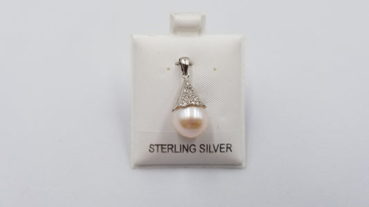 FRESHWATER CULTURE PEARLS CLASSIC WITH CZ IN STERLING SILVER PENDANT