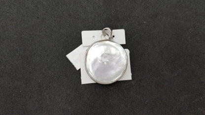 FRESHWATER SUPER SIZE COIN PEARL IN STERLING SILVER PENDANT