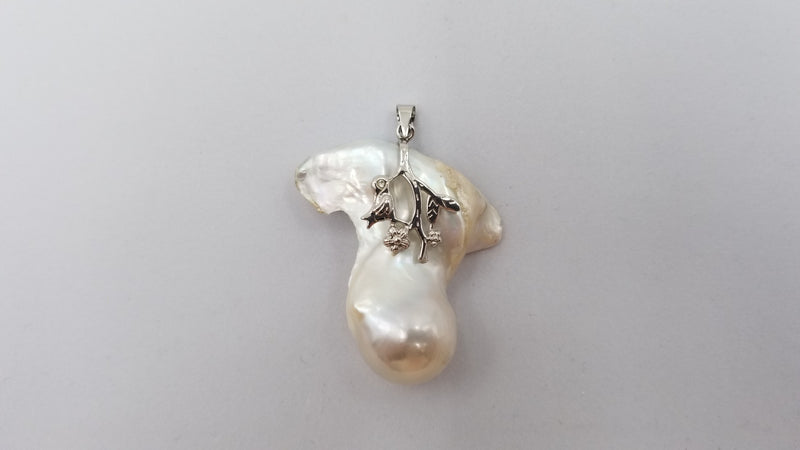 FRESHWATER BAROQUE FREEFORM PEARL STERLING SILVER PENDANT