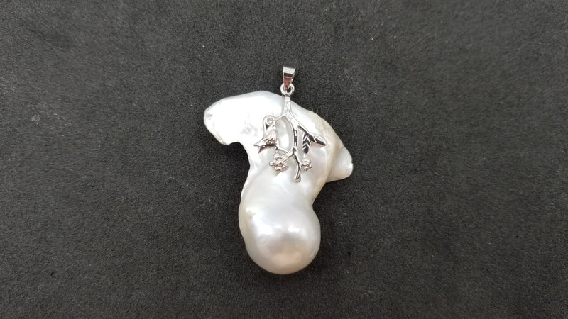 FRESHWATER BAROQUE FREEFORM PEARL STERLING SILVER PENDANT