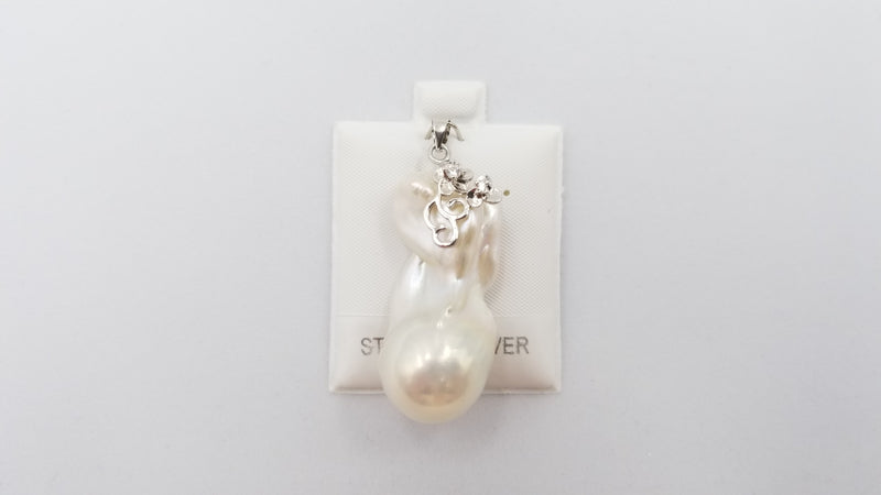 FRESHWATER BAROQUE FREEFORM PEARL STERLING SILVER PENDANT