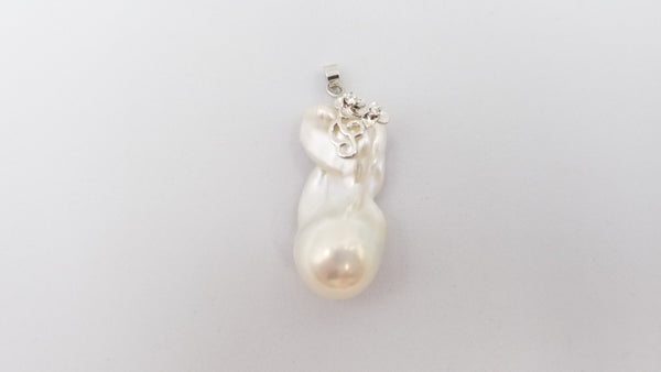 FRESHWATER BAROQUE FREEFORM PEARL STERLING SILVER PENDANT