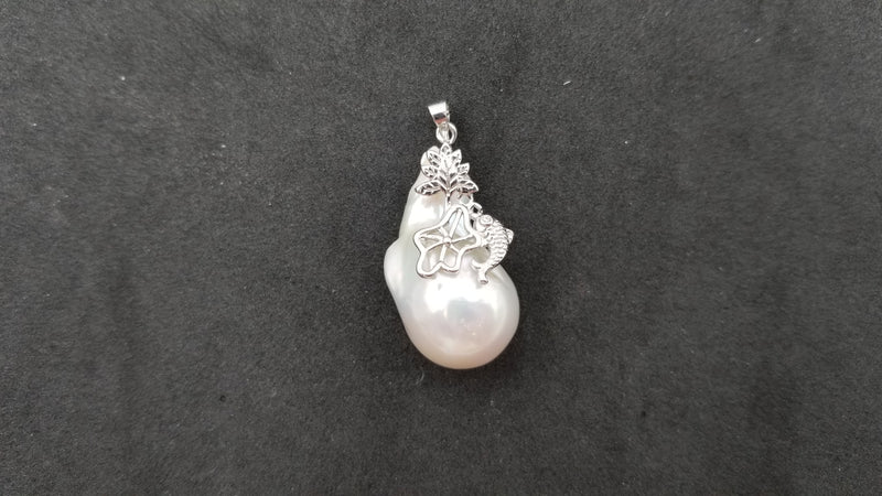 FRESHWATER BAROQUE FREEFORM PEARL STERLING SILVER PENDANT