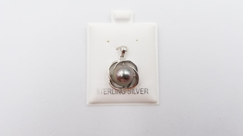 TAHITIAN BLACK PEARL ( ROUND ) STERLING SILVER PEANDANT