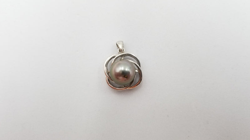 TAHITIAN BLACK PEARL ( ROUND ) STERLING SILVER PEANDANT