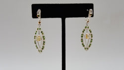 OPAL / GREEN CHROME STERLING SILVER HINGE BACKS DANGLE EARRINGS