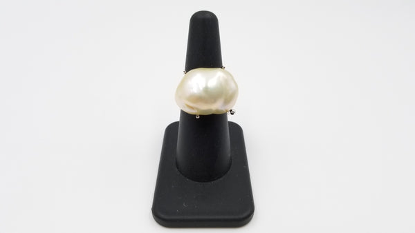 FRESHWATER BAROQUE NUCLEUS PEARL STERLING SILVER RING