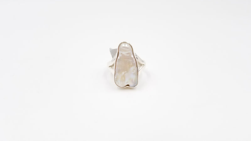 FRESHWATER BAROQUE BIWA PEARL STERLING SILVER RING