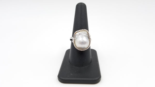 FRESHWATER BAROQUE NUCLEUS PEARL STERLING SILVER RING