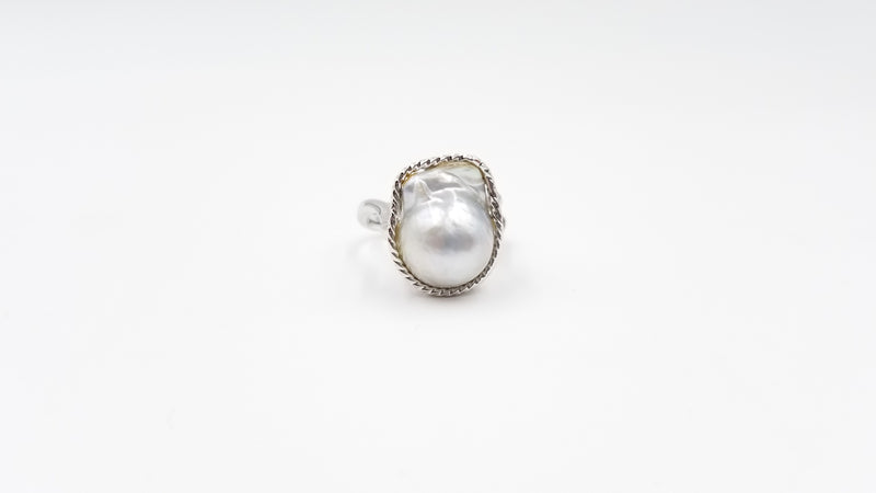 FRESHWATER BAROQUE NUCLEUS PEARL STERLING SILVER RING