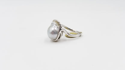 FRESHWATER BAROQUE NUCLEUS PEARL STERLING SILVER RING