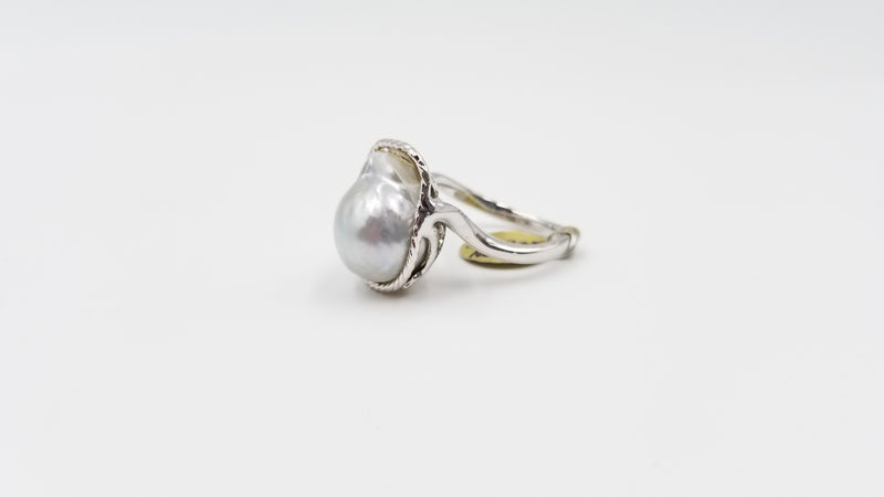 FRESHWATER BAROQUE NUCLEUS PEARL STERLING SILVER RING