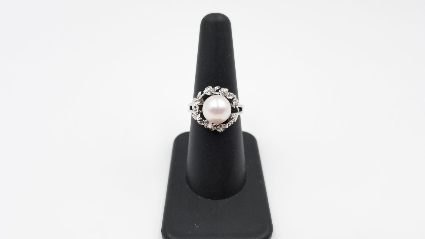 FRESHWATER POTATO PEARLS W/ CZ STERLING SILVER RING