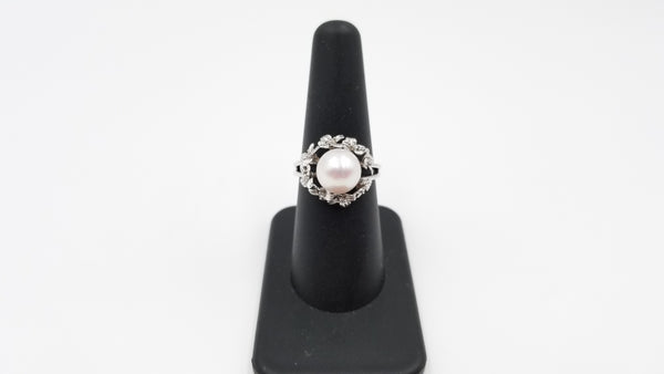 FRESHWATER POTATO PEARLS W/ CZ STERLING SILVER RING