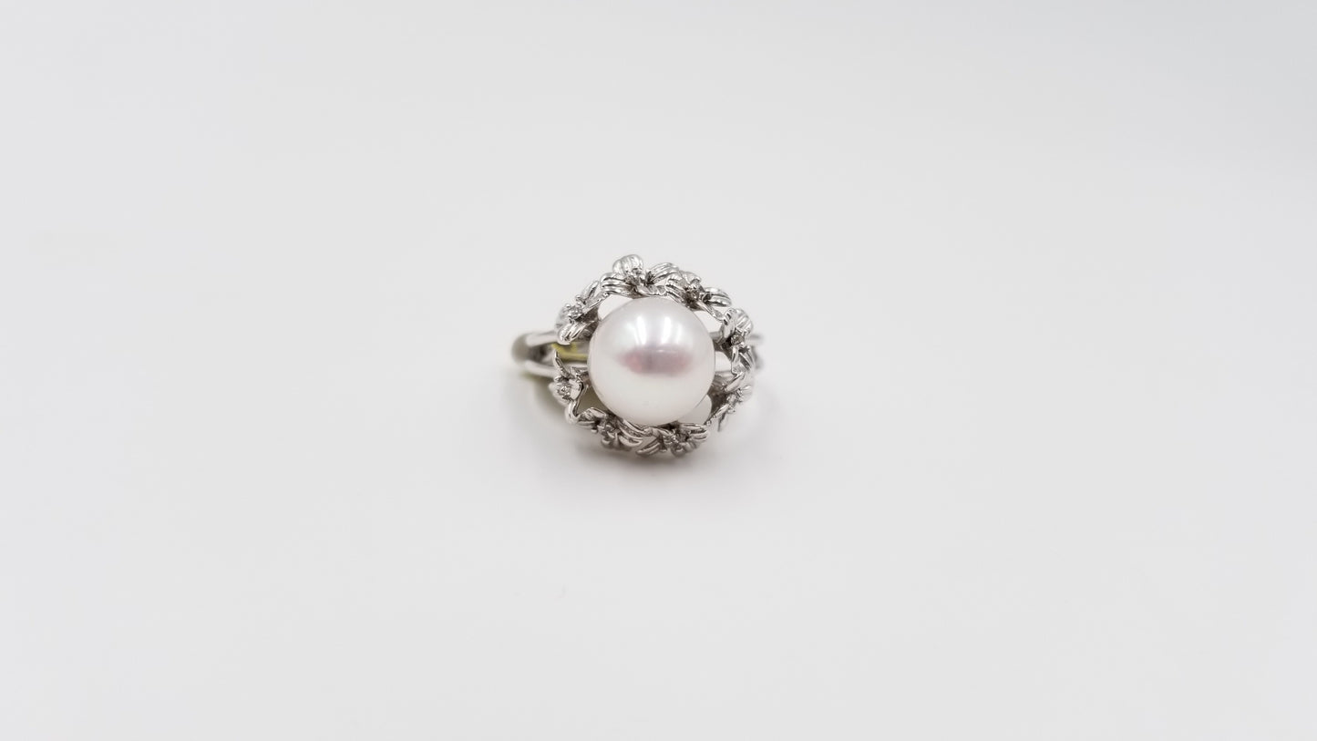 FRESHWATER POTATO PEARLS W/ CZ STERLING SILVER RING