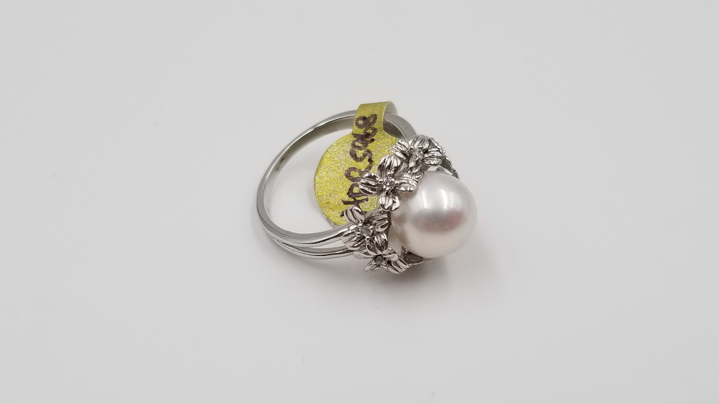 FRESHWATER POTATO PEARLS W/ CZ STERLING SILVER RING
