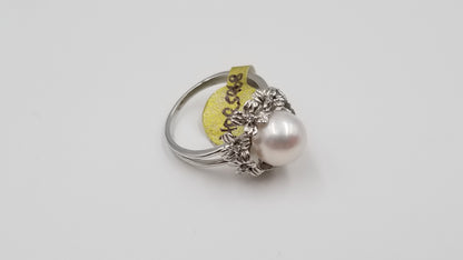 FRESHWATER POTATO PEARLS W/ CZ STERLING SILVER RING