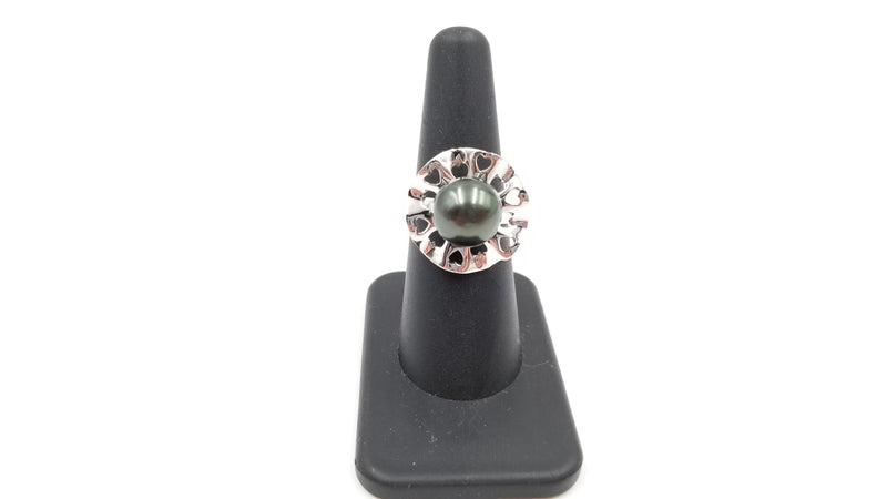 TAHITIAN BLACK PEARL STERLING SILVER RING