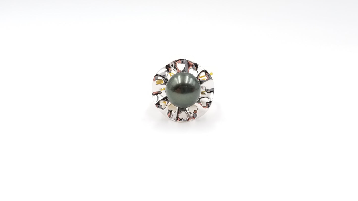 TAHITIAN BLACK PEARL STERLING SILVER RING