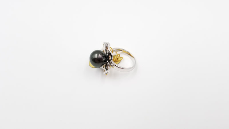 TAHITIAN BLACK PEARL STERLING SILVER RING