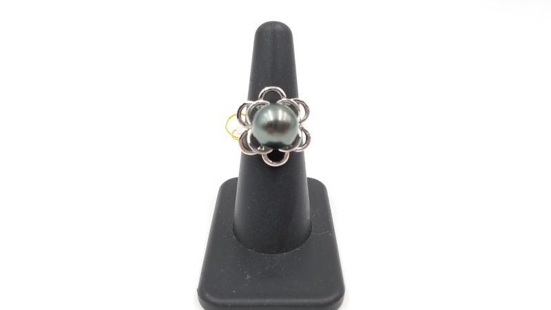 TAHITIAN BLACK PEARL STERLING SILVER RING