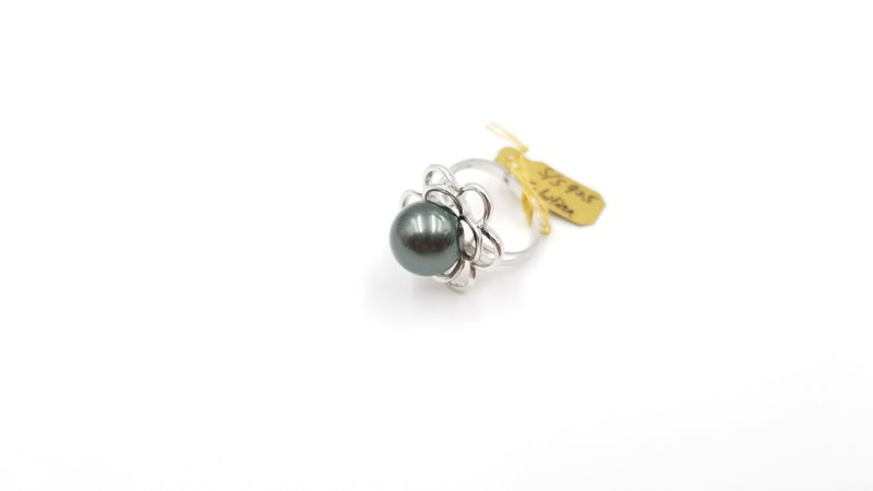 TAHITIAN BLACK PEARL STERLING SILVER RING