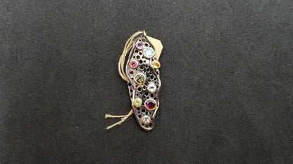 MULTI COLOR STONES TWO TONE STERLING SILVER PENDANT