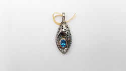 BLUE TOPAZ TWO TONE ( GOLD PLATED , BLACK RHODIUM ) STERLING SILVER PENDANT