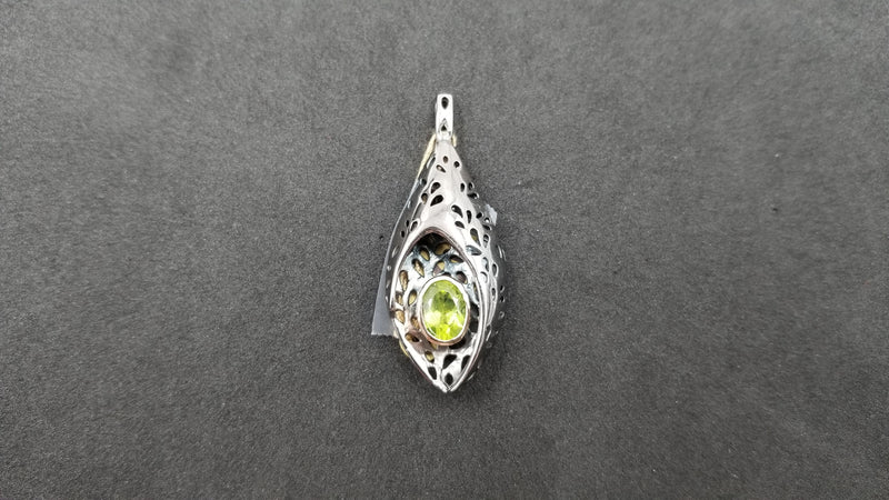 PERIDOT TWO TONE ( GOLD PLATED , BLACK RHODIUM ) STERLING SILVER PENDANT