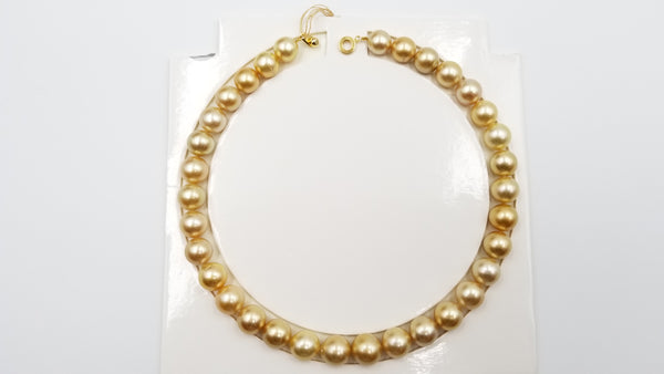12-15 MM NATURAL GOLDEN COLOR SOUTHSEA PEARLS STRANDS AA