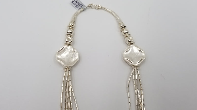 STERLING SILVER SPECIAL DESIGNS 7 BEADS CHAIN NECKLACE