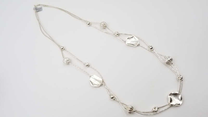 STERLING SILVER SPECIAL DESIGNS MATT FINISHED DOUBLE ROLL NECKLACE