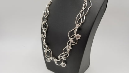 STERLING SILVER TWISTED FLORAL 4 LAYERS DESIGNS TAGO LOCK NECKLACE