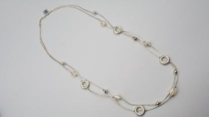 STERLING SILVER SPECIAL DESIGNS DOUBLE LAYERS NECKLACE