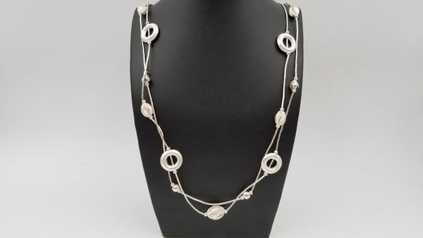 STERLING SILVER SPECIAL DESIGNS DOUBLE LAYERS NECKLACE