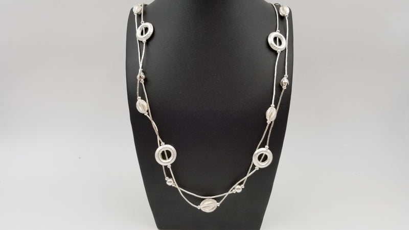 STERLING SILVER SPECIAL DESIGNS DOUBLE LAYERS NECKLACE