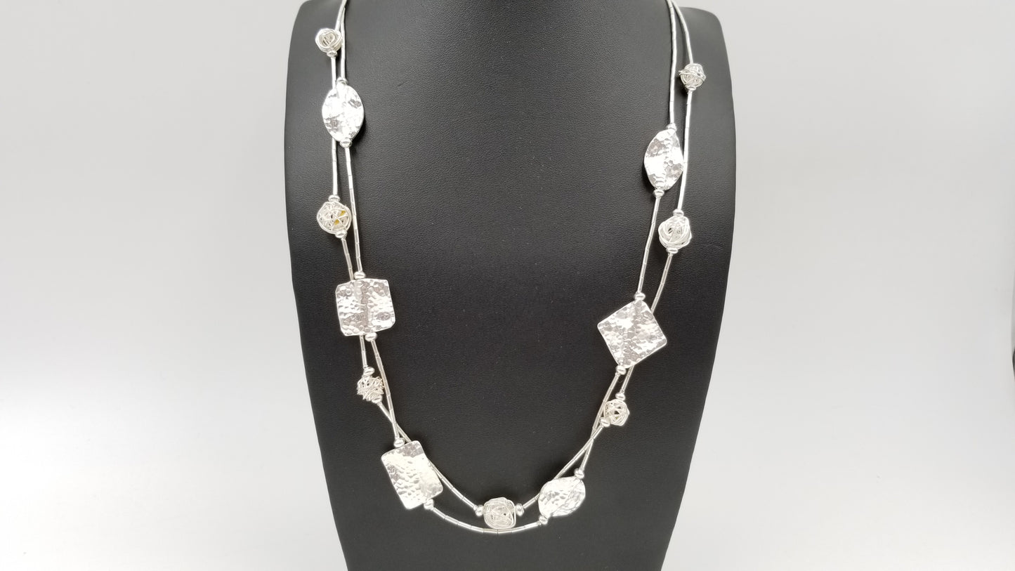 STERLING SILVER SPECIAL DESIGNS DOUBLE ROLL NECKLACE