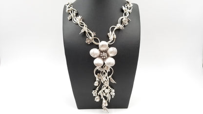 STERLING SILVER 4 LAYERS FLORAL SPECIAL DESIGNS CHARMS NECKLACE