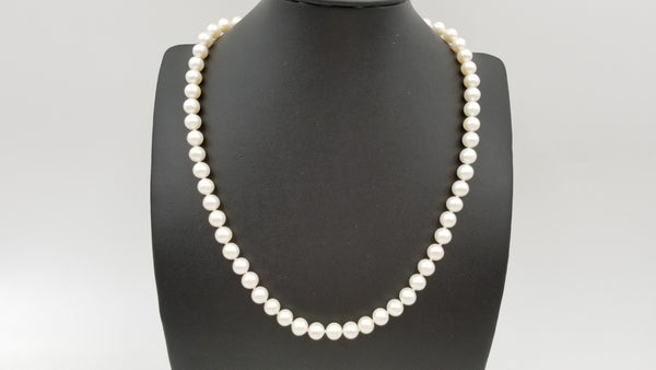 FRESHWATER CULTURE PEARLS 6.5-7 MM 14 KT YELLOW GOLD CLASP 18 " CLASSIC STRAND NECKLACE