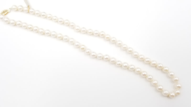 FRESHWATER CULTURE PEARLS 6.5-7 MM 14 KT YELLOW GOLD CLASP 18 " CLASSIC STRAND NECKLACE