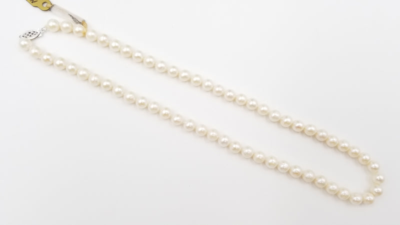 FRESHWATER CULTURE PEARLS 6.5-7 MM 14 KT WHITE GOLD CLASP 18 " CLASSIC STRAND NECKLACE