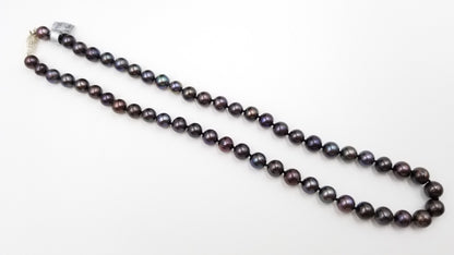 FRESHWATER CULTURE BLACK PEARL 7-8 MM STERLING SILVER CLASP 18 " NECKLACE