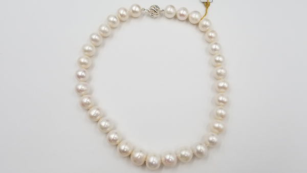 FRESHWATER CULTURE PEARL 12-14 MM CLASSIC STERLING SILVER CLASP NECKLACE