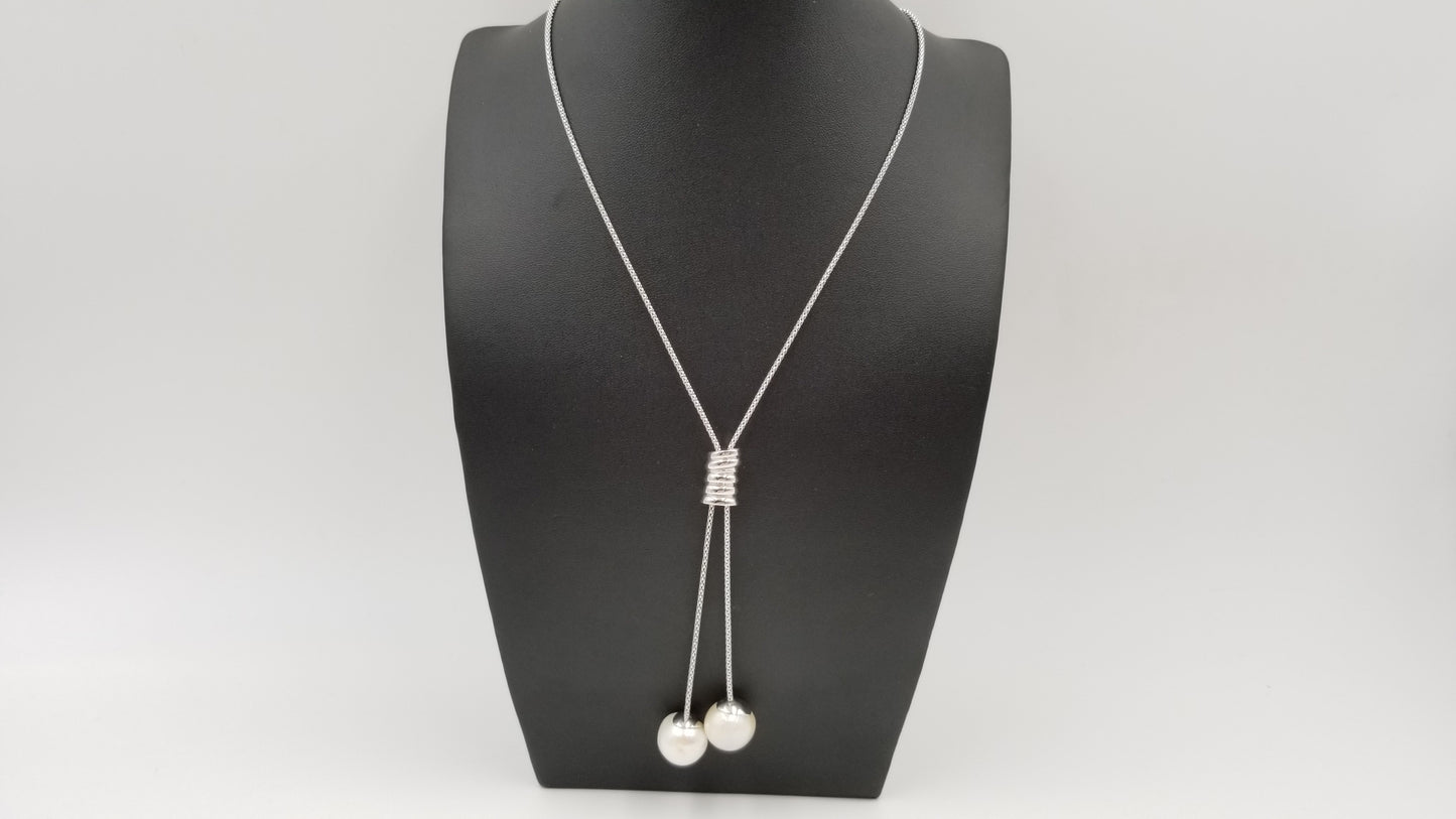 FRESHWATER CULTURE BAROQUE PEARLS STERLING SILVER SLIDING 26 "LARIOT NECKLACE