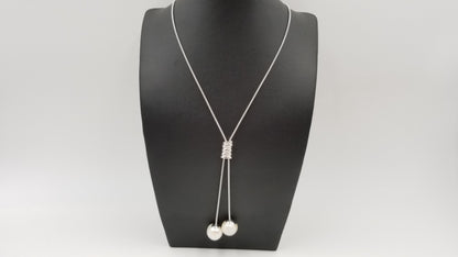 FRESHWATER CULTURE BAROQUE PEARLS STERLING SILVER SLIDING 26 "LARIOT NECKLACE
