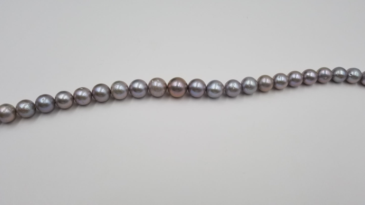 GREY COLORED FRESHWATER WATER CULTURE PEARL 12-15 MM ROUND STRAND 16.25 "